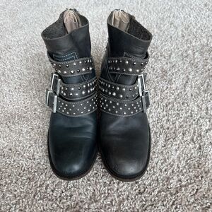 Zadig & Voltaire Black Studded Moto Boots